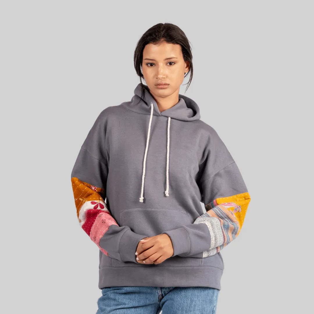 Grey Patchwork Hoodie