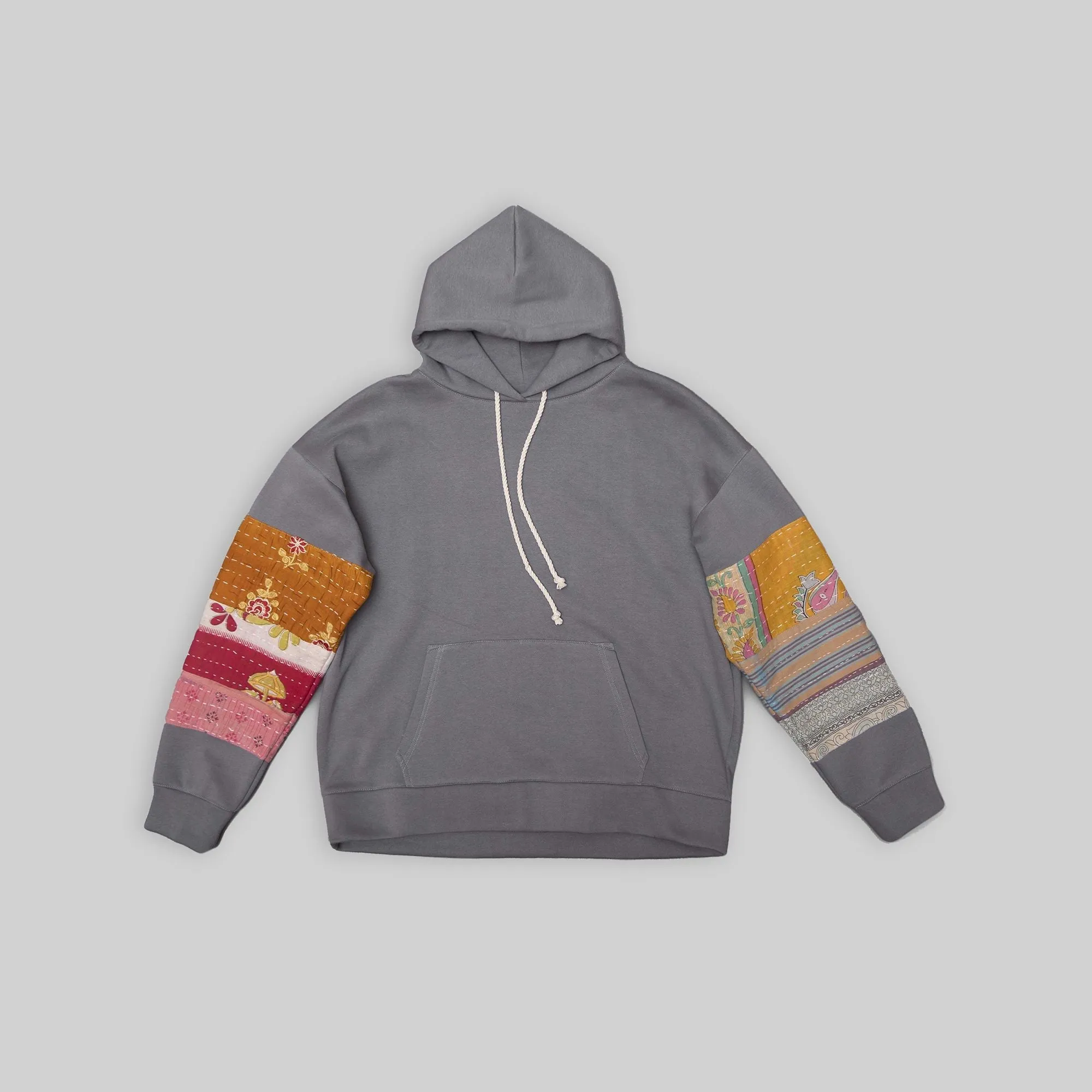 Grey Patchwork Hoodie