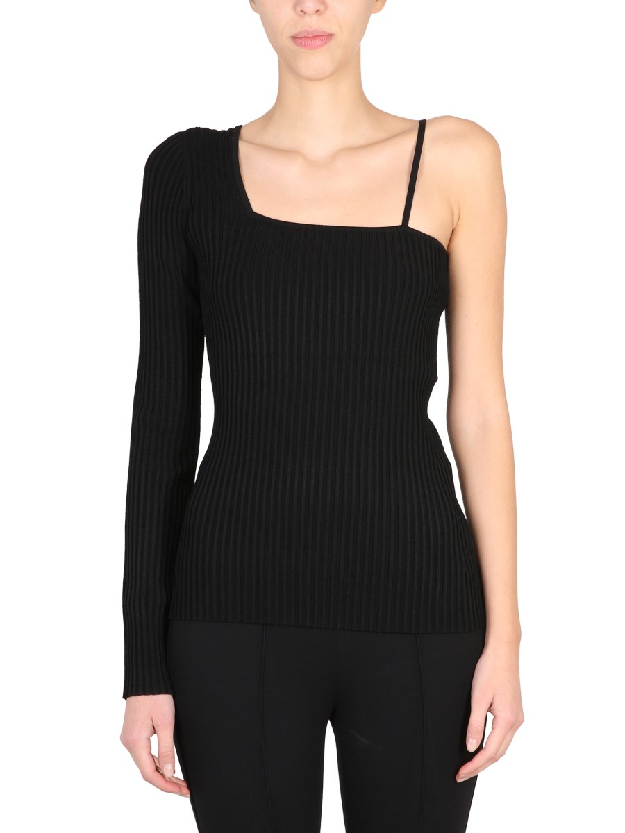 HELMUT LANG    VISCOSE KNIT ONE-SHOULDER TOP