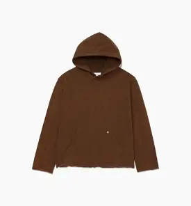 HTG Raw Edge Pullover Mens Hoodie - Brown