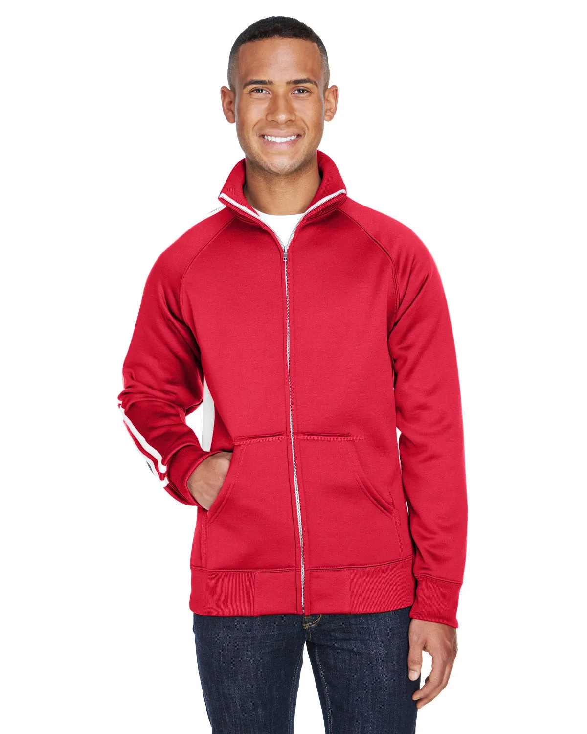 J America Mens Vintage Poly Fleece Track Jacket