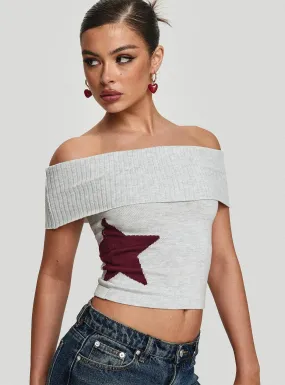 Jacquiel Off The Shoulder Top Grey