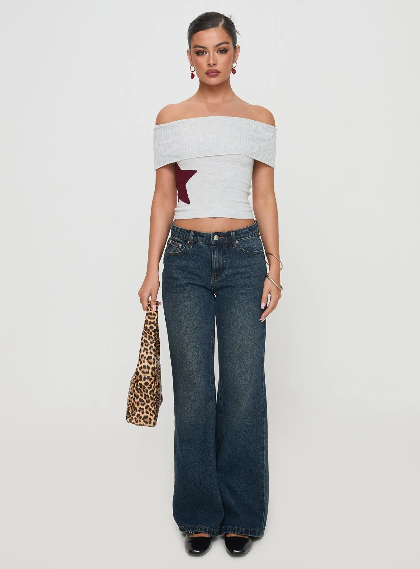 Jacquiel Off The Shoulder Top Grey