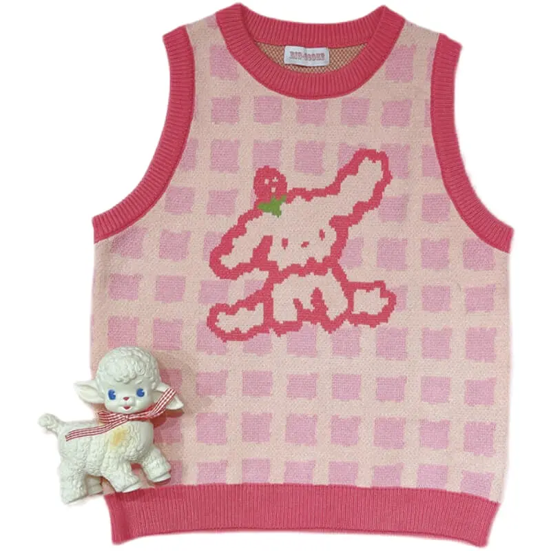 Japanese CUTE pink dog student versatile vest BY9024