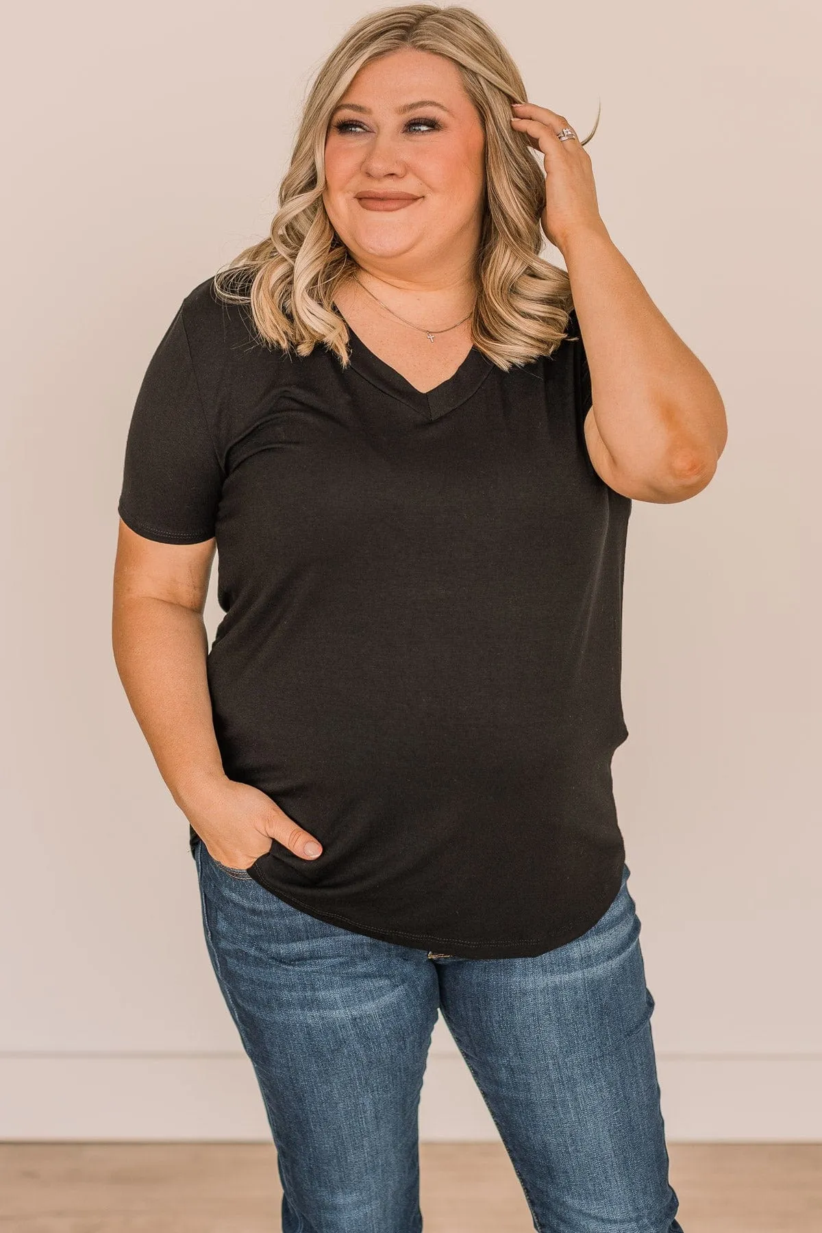 Living Simple V-Neck Top- Black