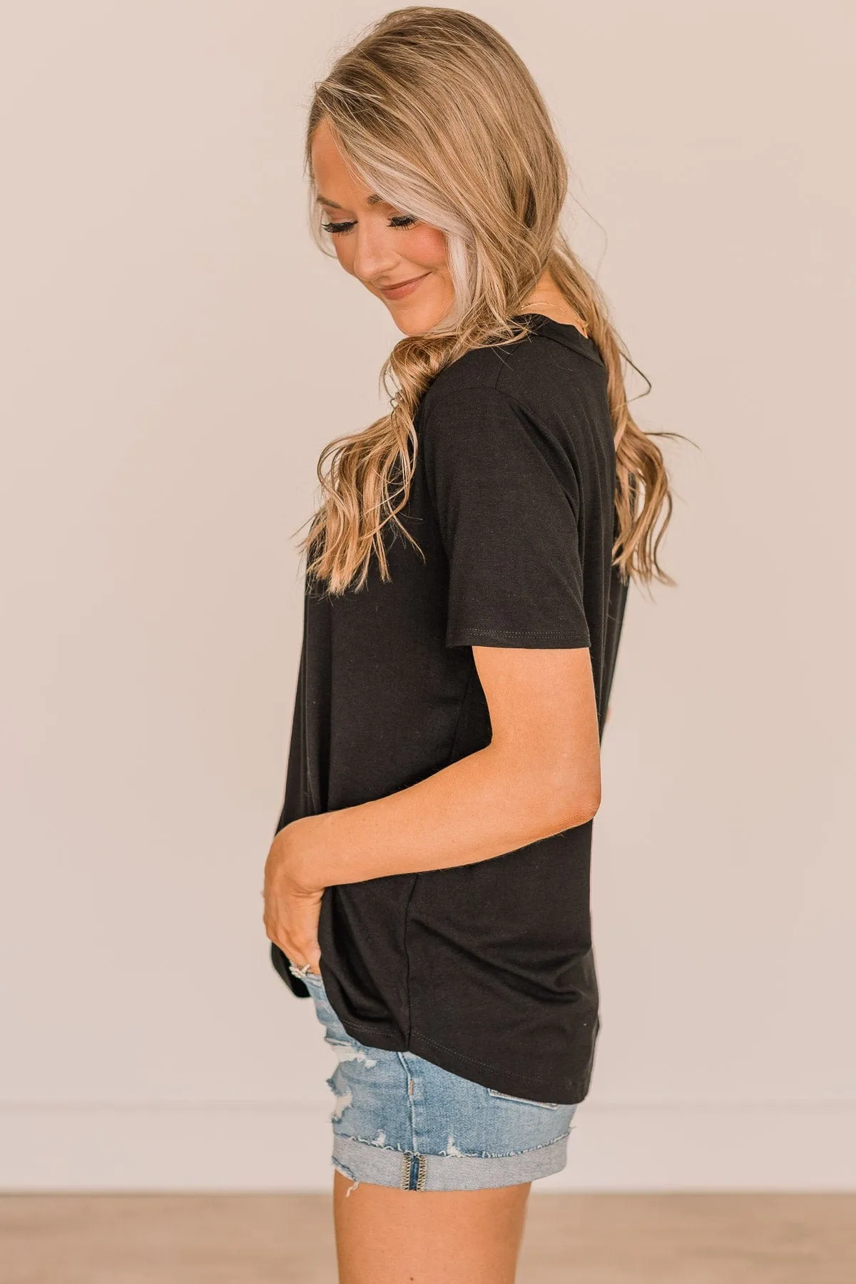 Living Simple V-Neck Top- Black