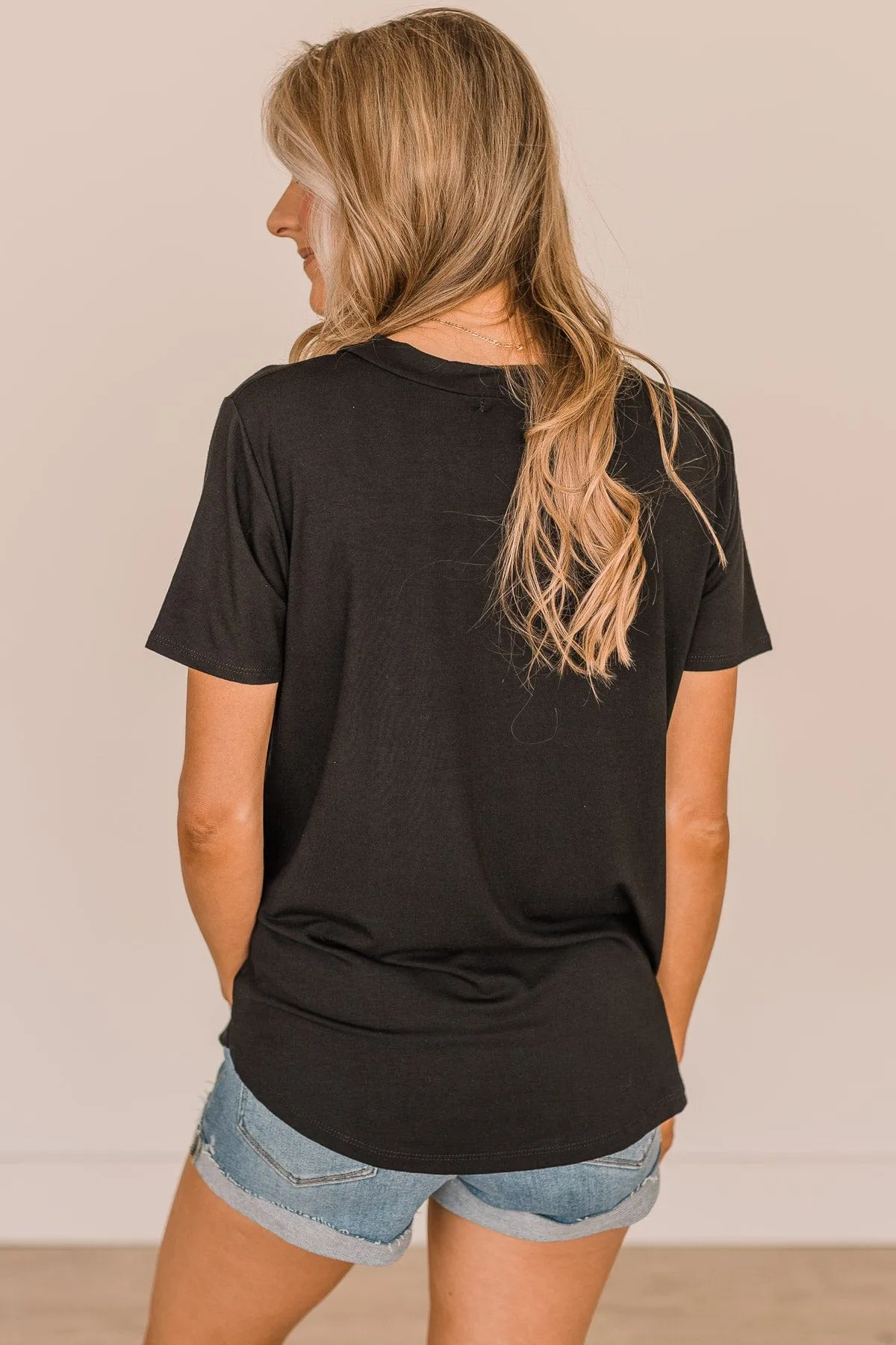 Living Simple V-Neck Top- Black