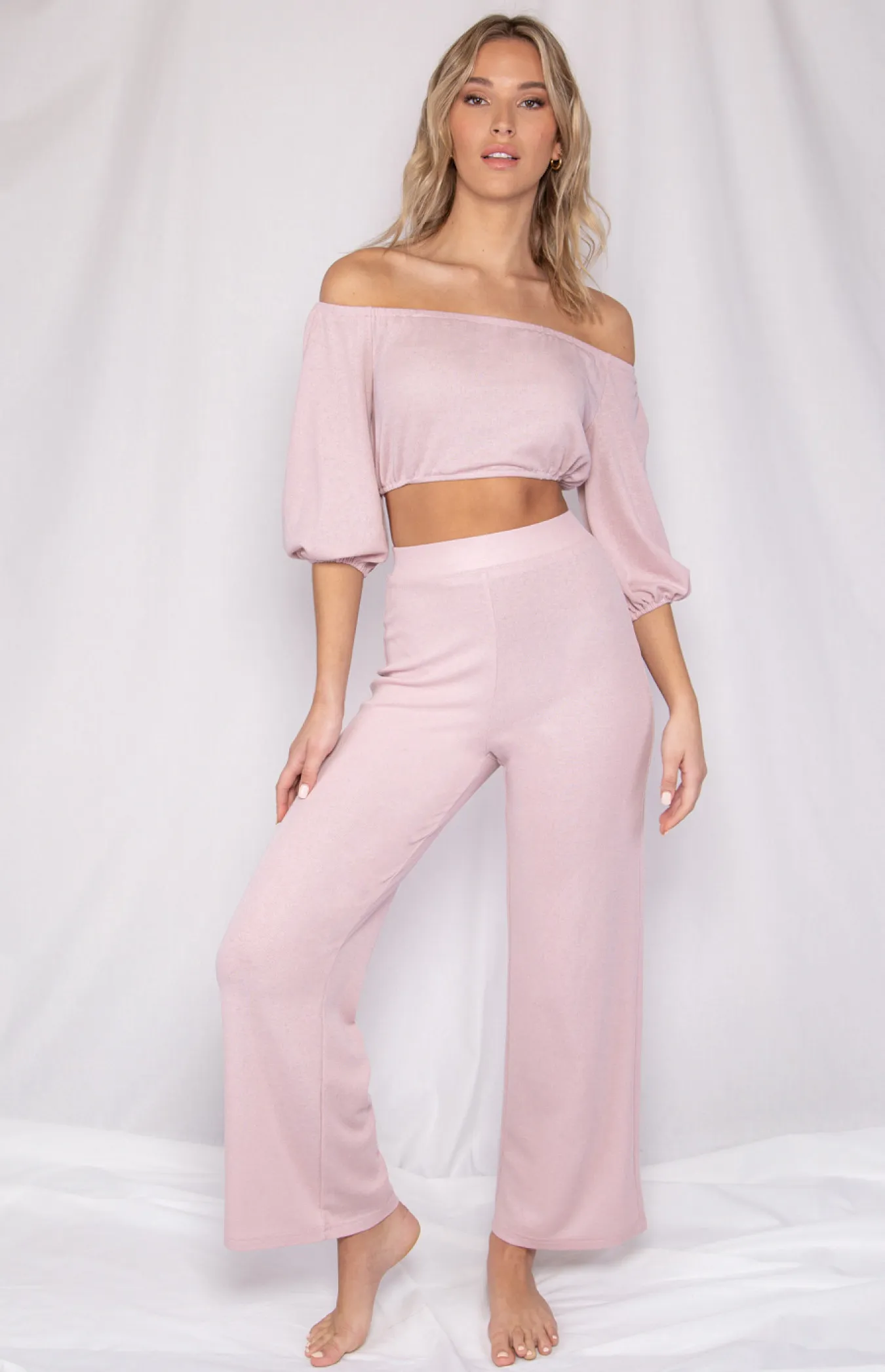 Lounge Set with Off The Shoulder Top and Pants (WSE218A)