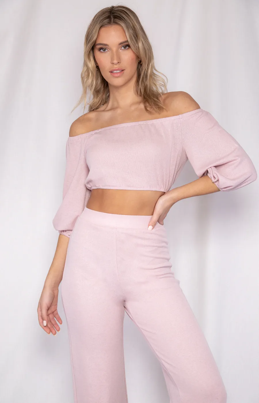 Lounge Set with Off The Shoulder Top and Pants (WSE218A)