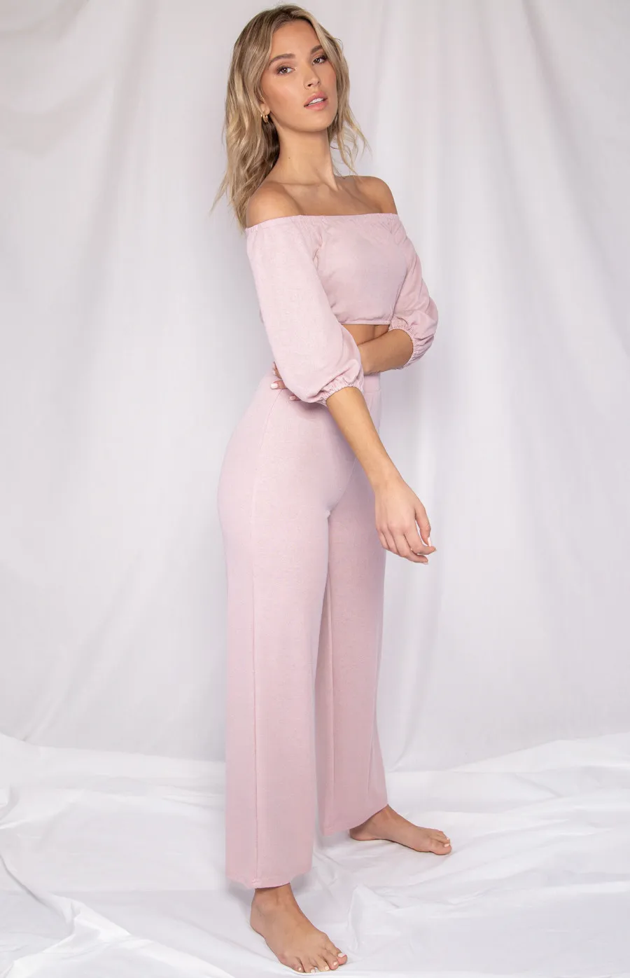 Lounge Set with Off The Shoulder Top and Pants (WSE218A)