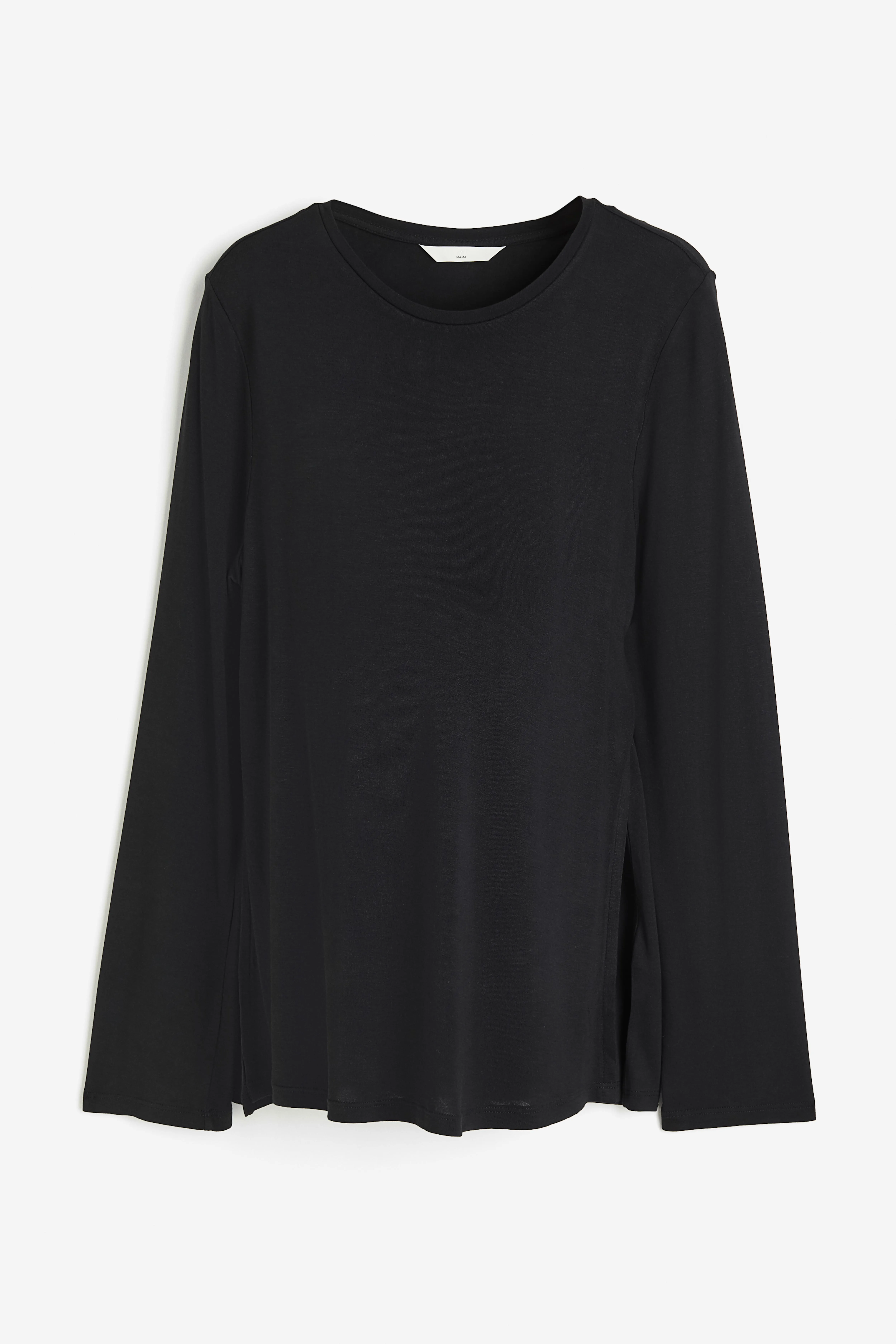 MAMA Viscose nursing top - Round neck - Long sleeve - Black - Ladies | H&M GB