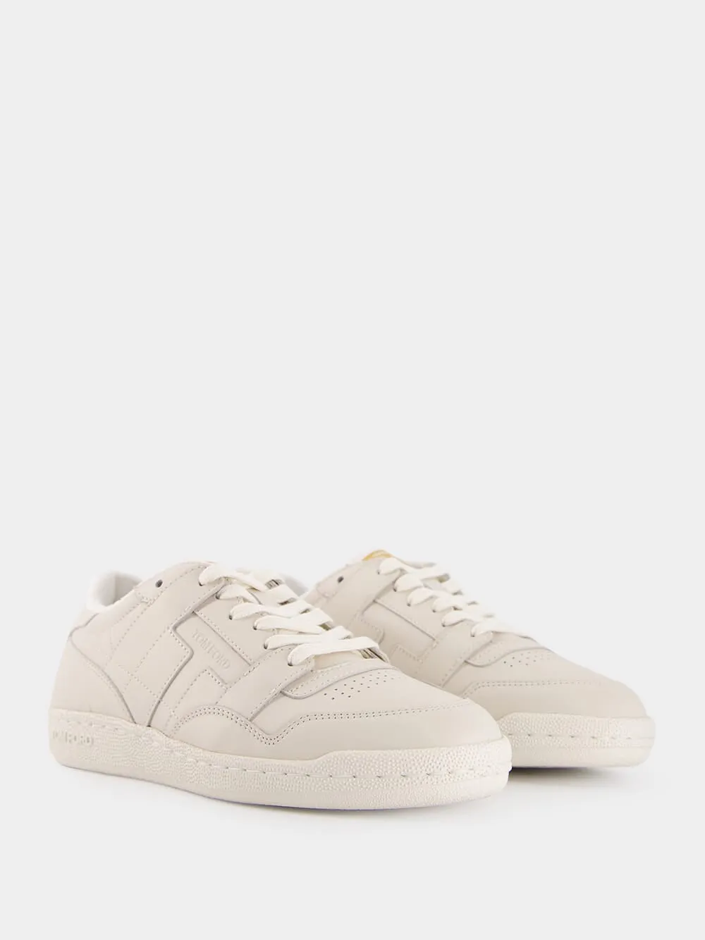 Marble Logo-Debossed Leather Sneakers