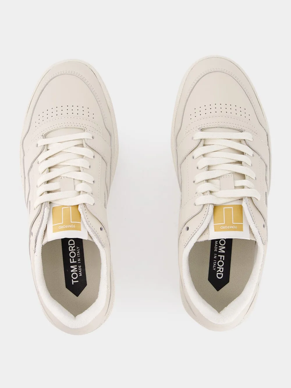 Marble Logo-Debossed Leather Sneakers