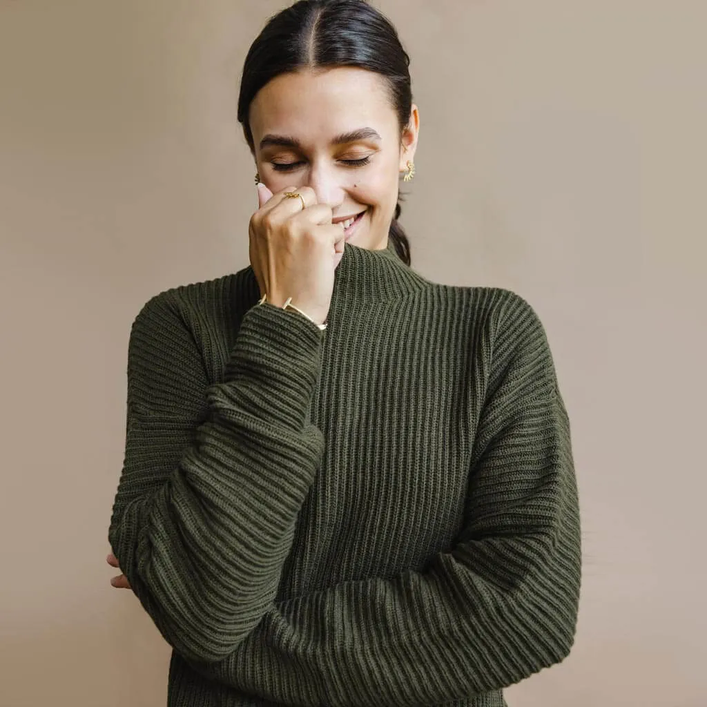 Merino Rib Sweater - Olive Green