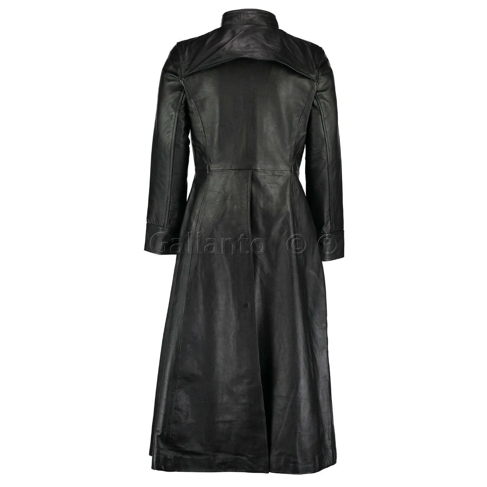 Neo Matrix Black Gothic Style Men's Long Leather Trench Coat