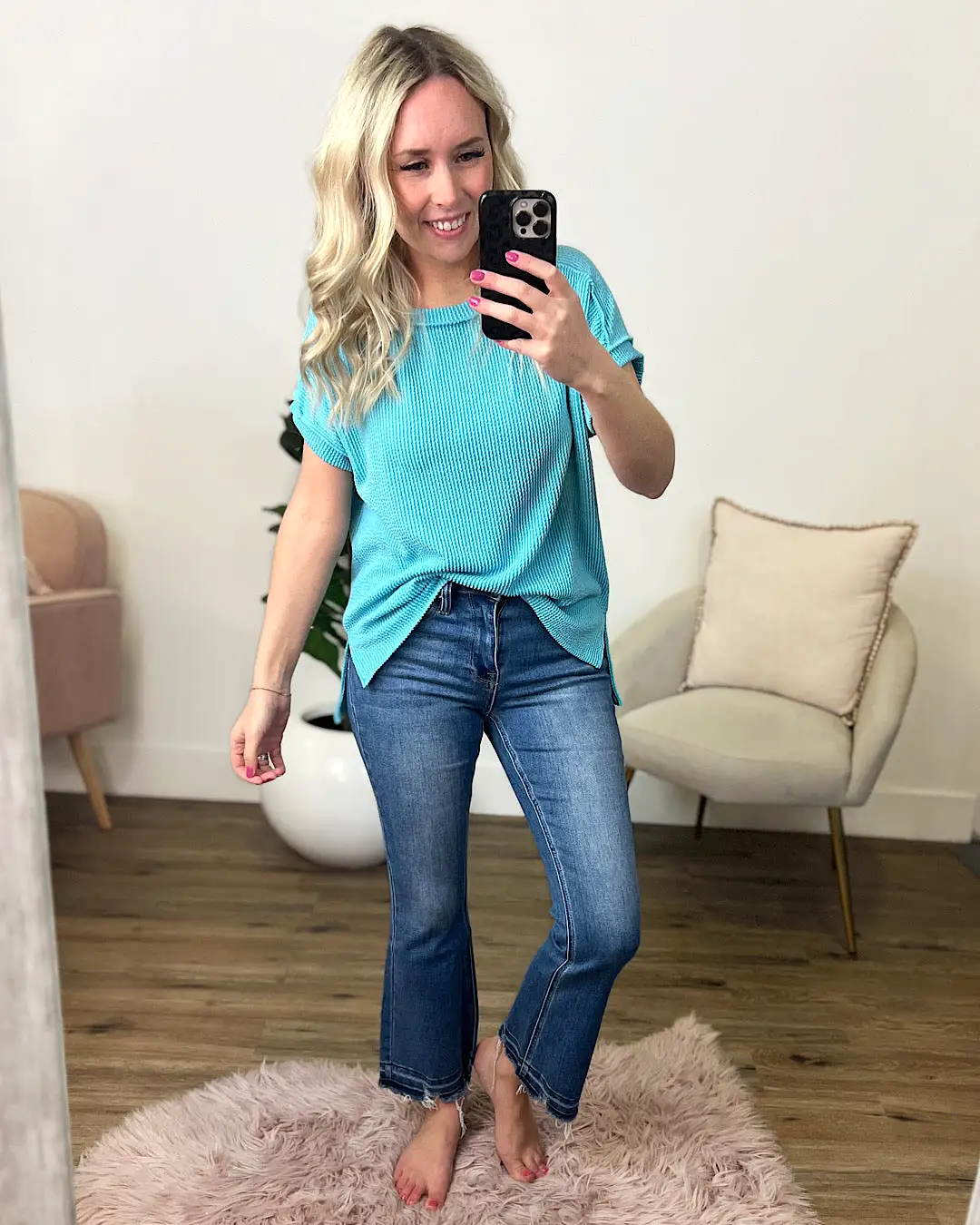 NEW! Daydream Corded Drop Shoulder Top - Turquoise