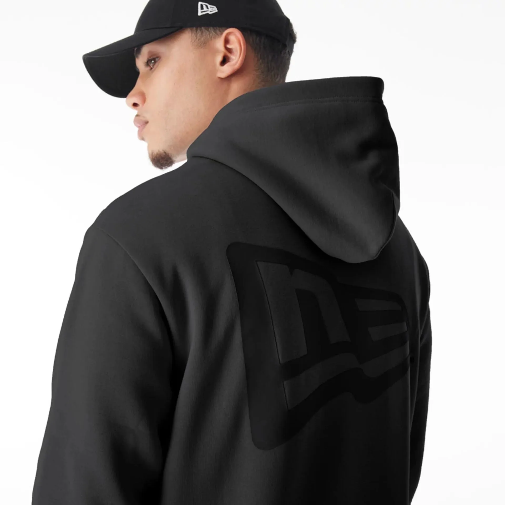 New Era Flag Black Oversized Pullover Hoodie