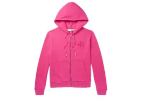 OFF-WHITE Embellished Logo Zip Up Hoodie Pink