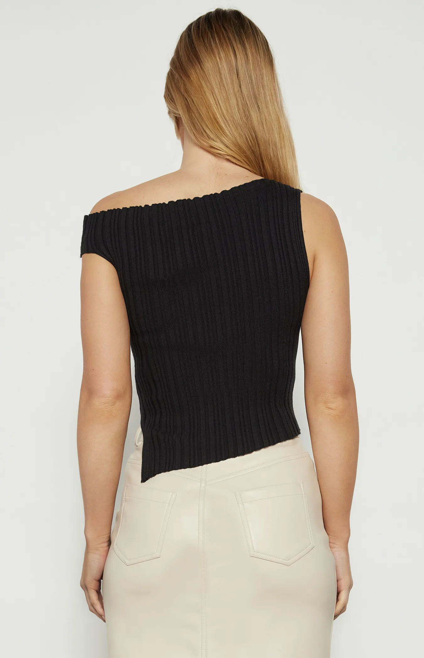 One Shoulder Top with Asymmetrical Hem (WKN727)