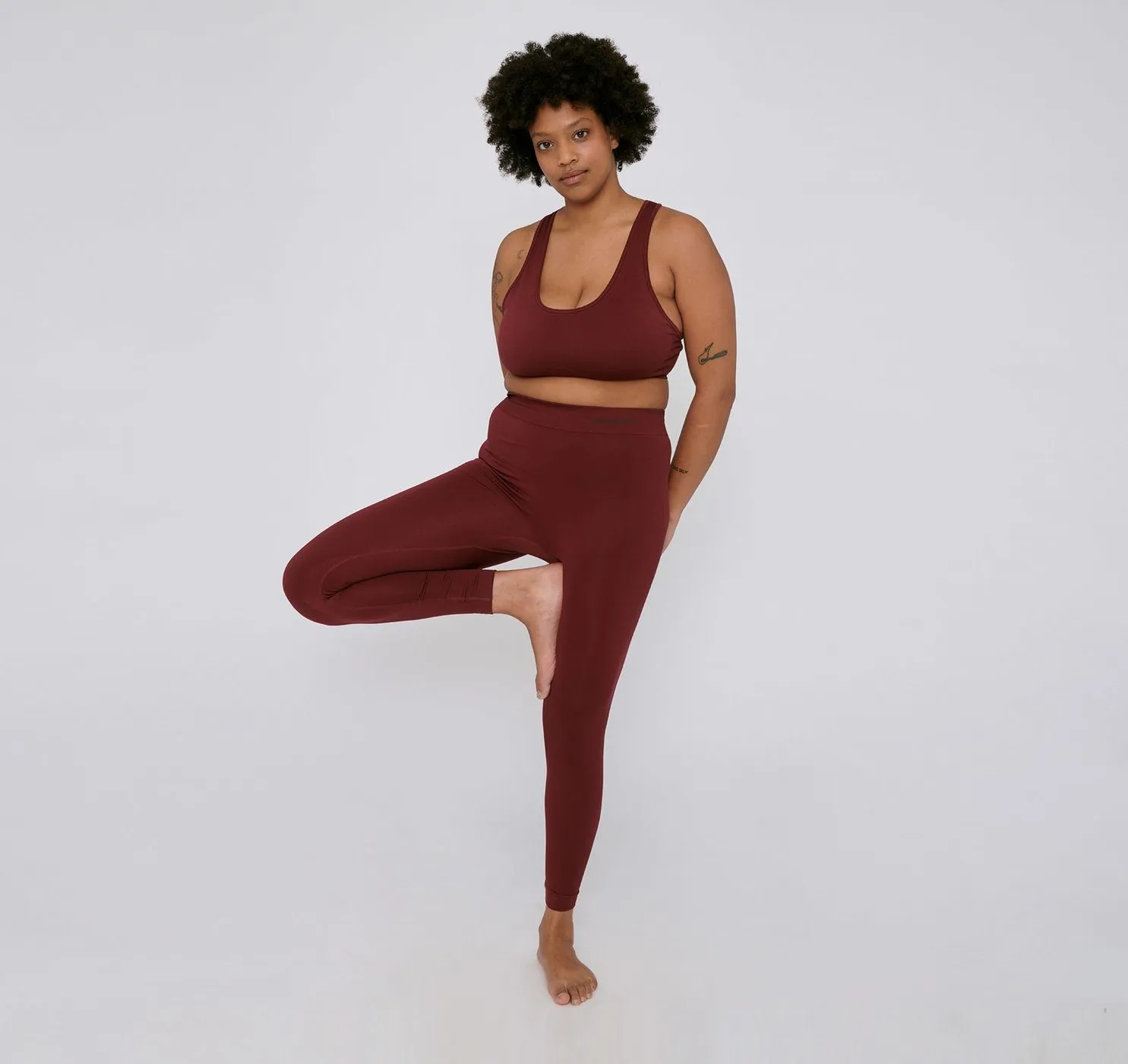 Organic Basics Women's Active Seamless Leggings, Burgundy / M-L