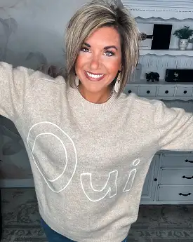 Oui and Yes Embroidered Sweater