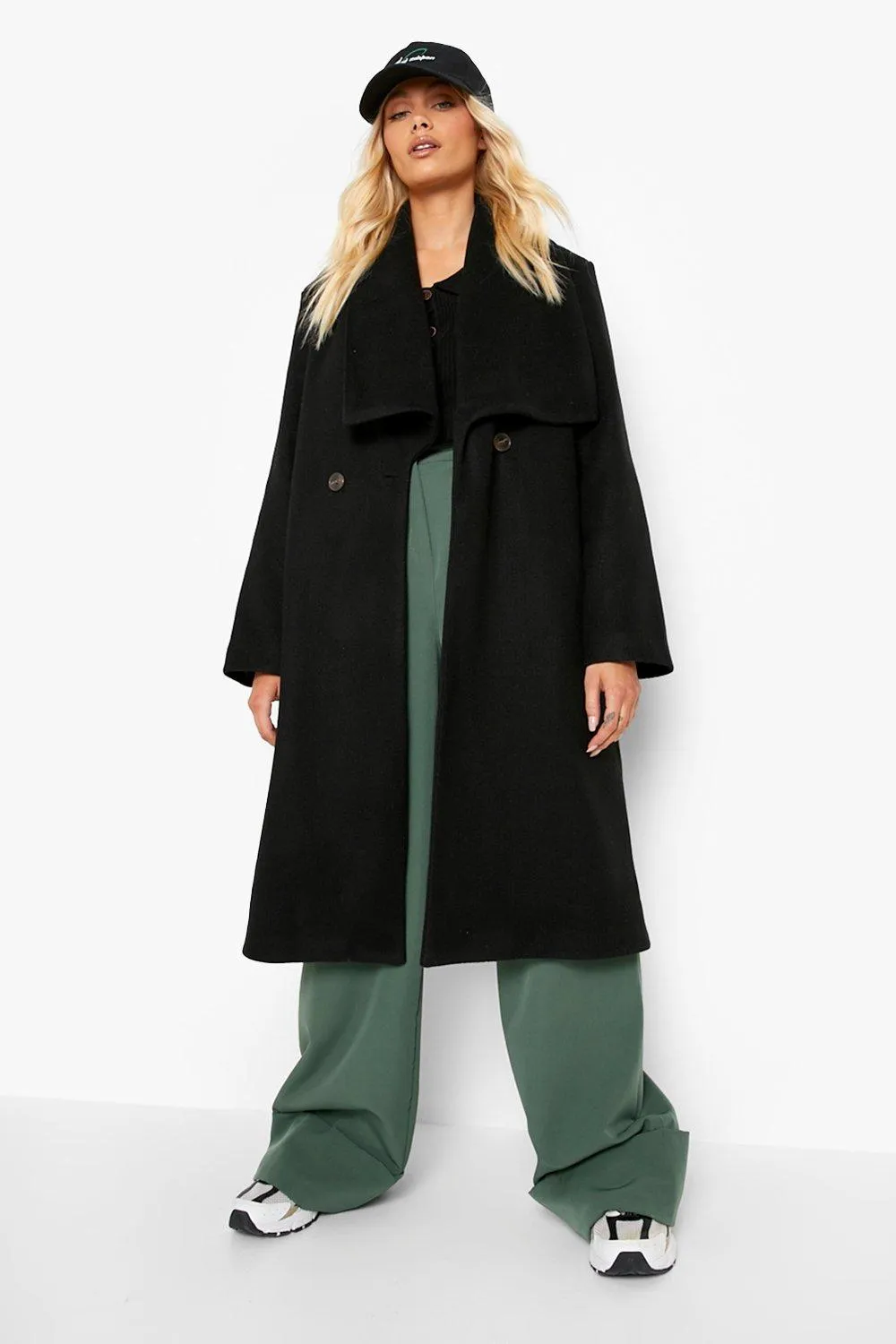 Oversized Collar Wool Look Coat