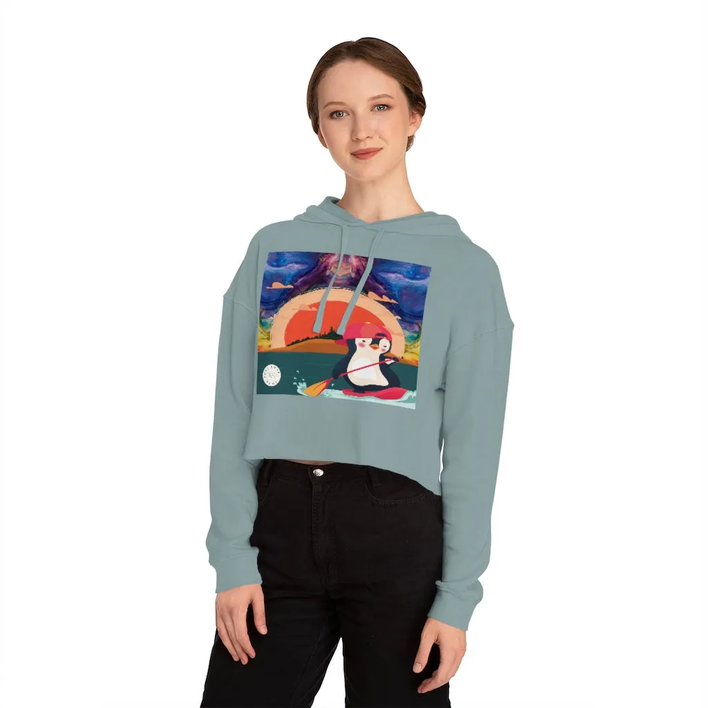 Paddle King Penguin Cropped Hoodie