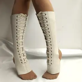 Pearl Cream Aerial boots w/ FRONT Lacing