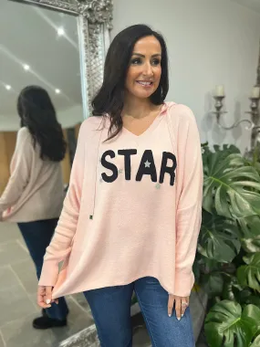 Pink Star Knitted Hoodie Etta