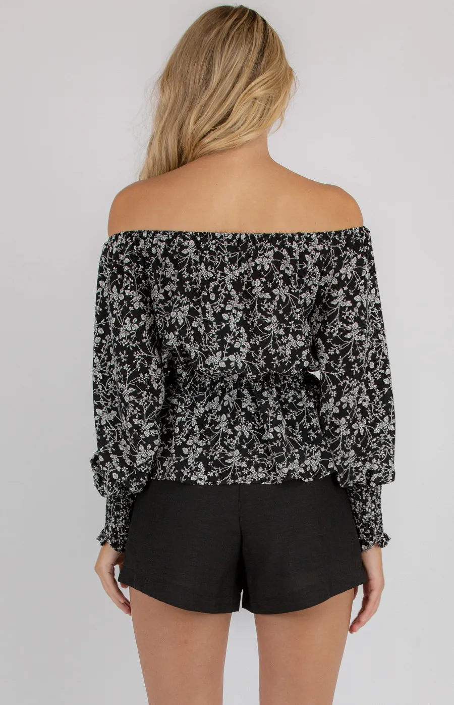 Printed Off the Shoulder Top with Elastic Waist (STO420A)