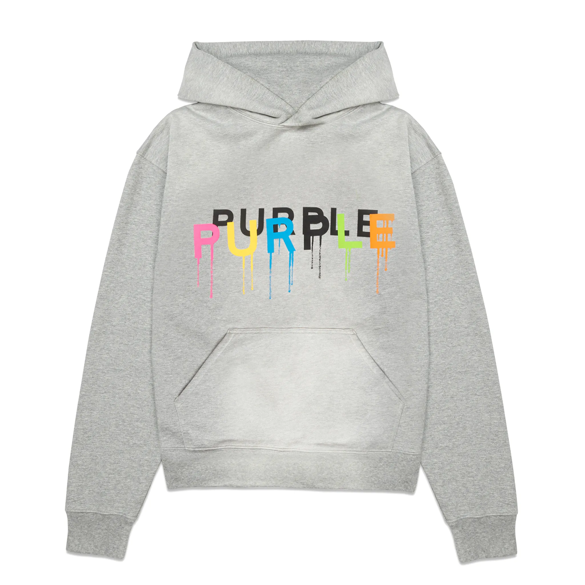 Purple Brand Wordmark Drip Grey Hoodie (P447-HHGW124)