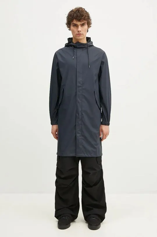 Rains rain jacket 18140 Fishtail Parka navy blue color