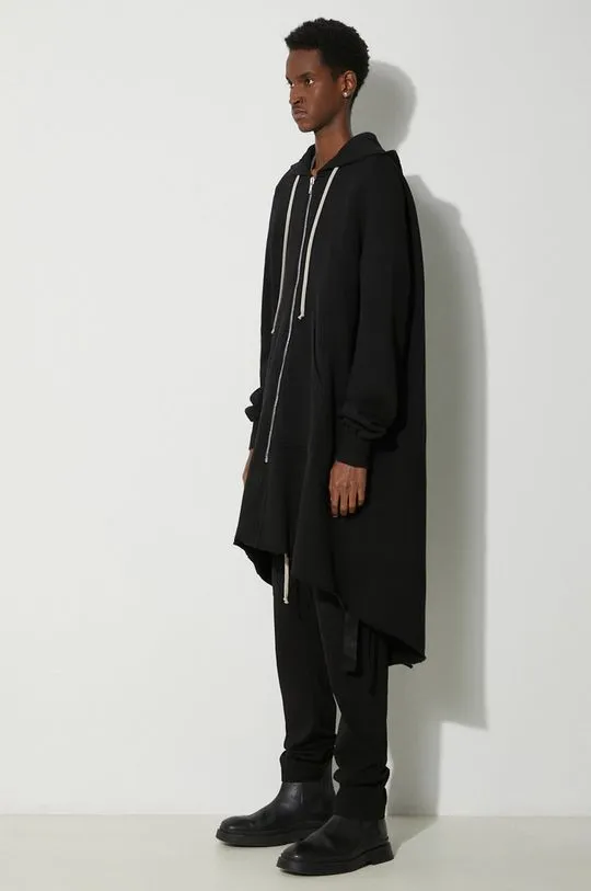 Rick Owens cotton sweatshirt Hoodie Fishtail Parka men's black color DU01D1293.F.09