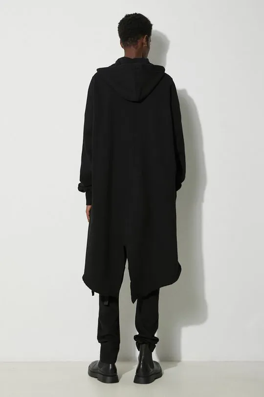 Rick Owens cotton sweatshirt Hoodie Fishtail Parka men's black color DU01D1293.F.09