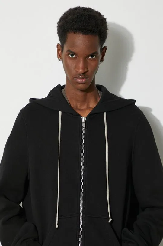 Rick Owens cotton sweatshirt Hoodie Fishtail Parka men's black color DU01D1293.F.09