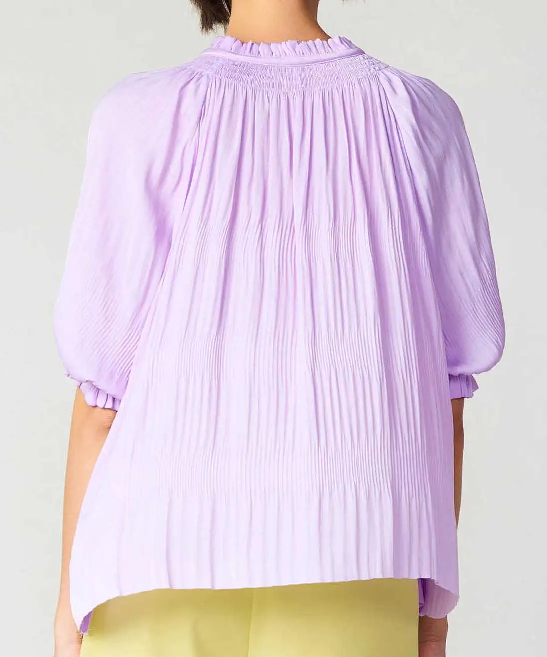 Short Sleeve Tie Front Top - Light Lavender