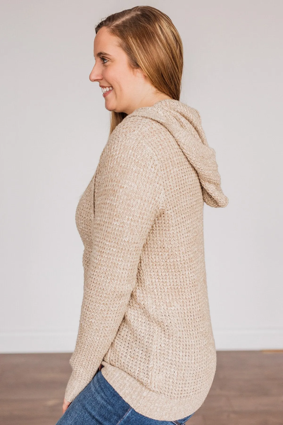 Simple Treasures Knit Hoodie- Oatmeal