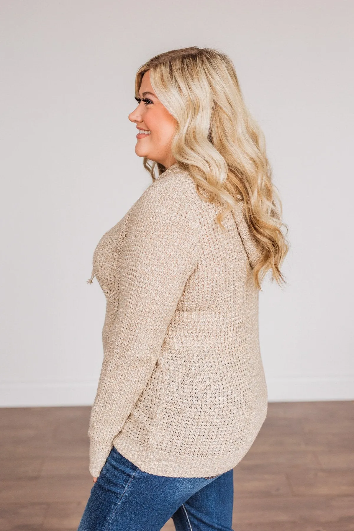 Simple Treasures Knit Hoodie- Oatmeal