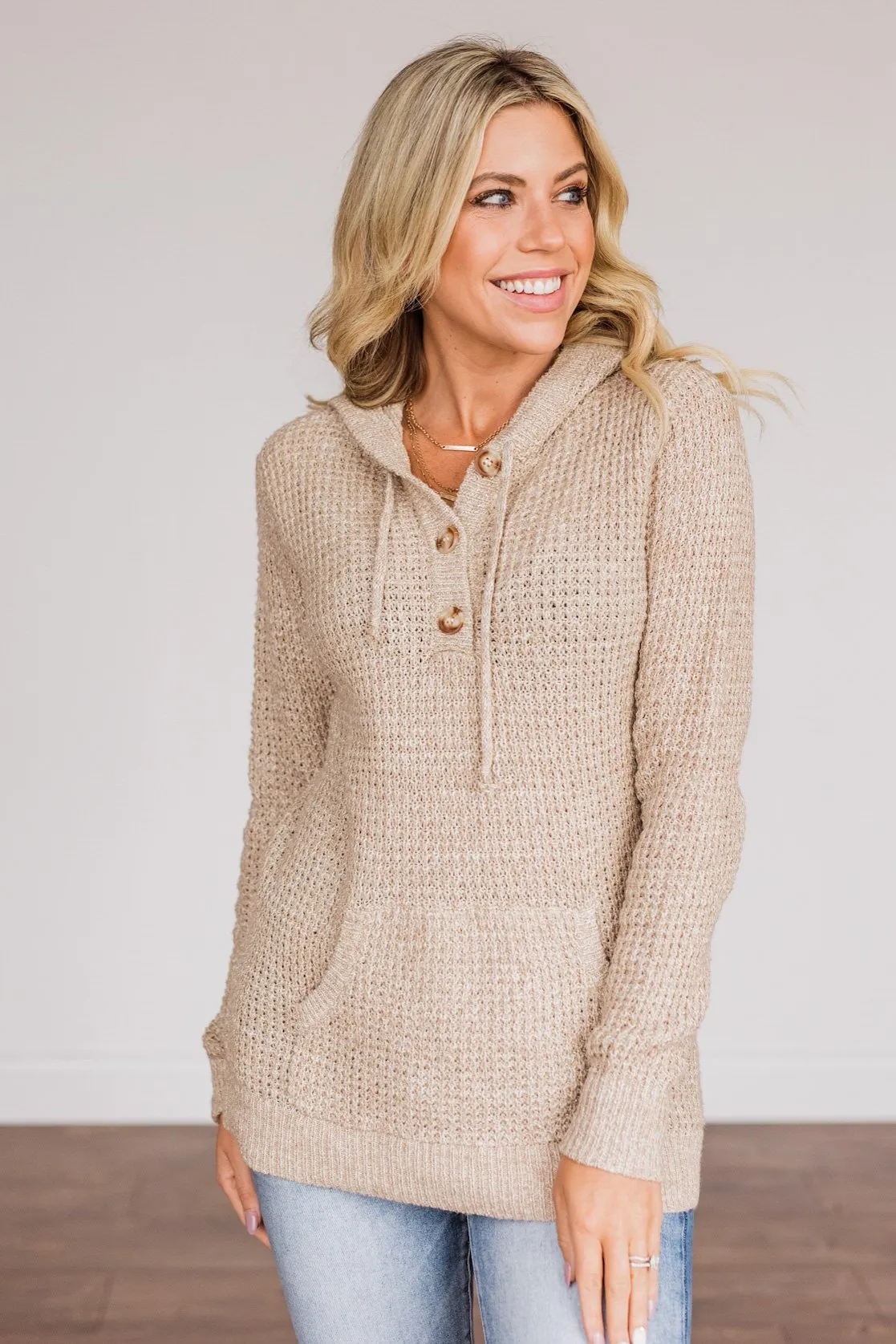 Simple Treasures Knit Hoodie- Oatmeal