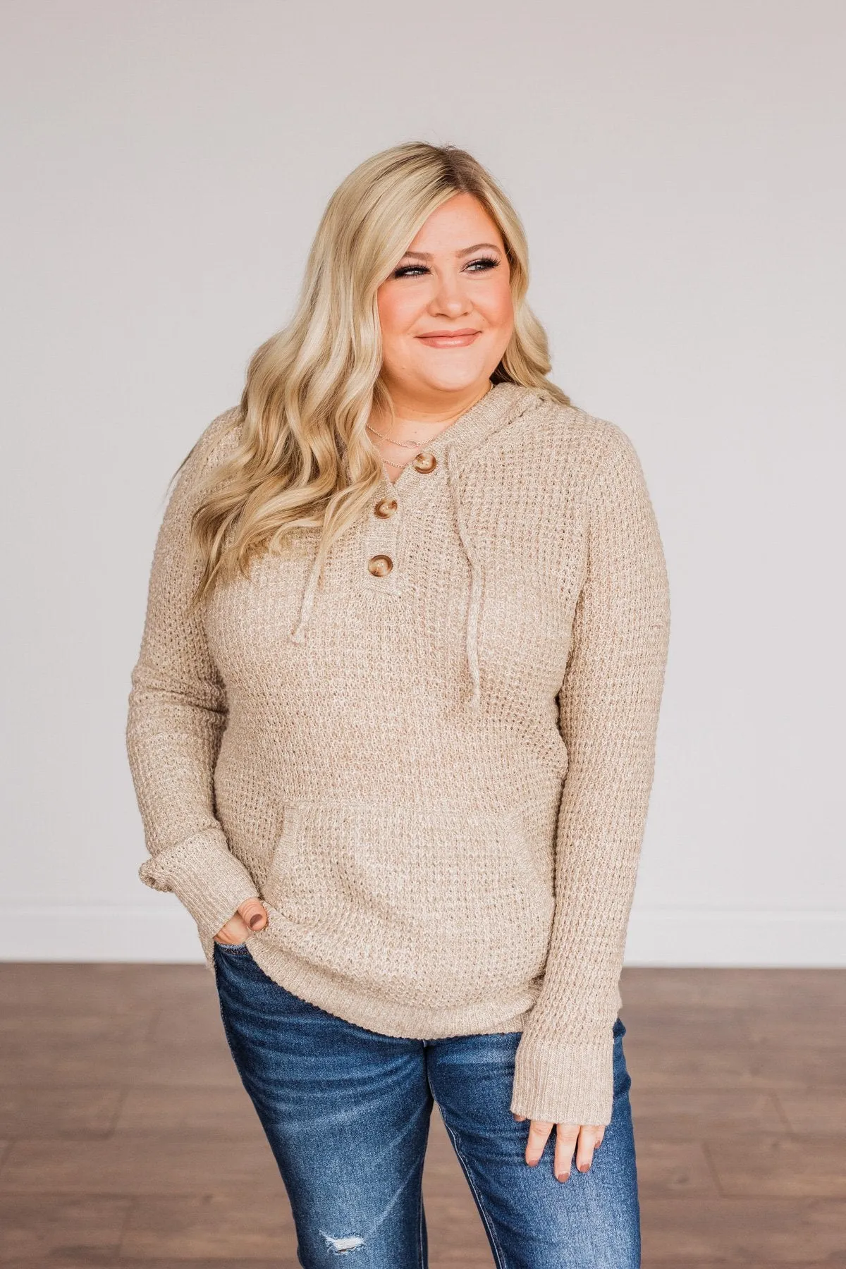 Simple Treasures Knit Hoodie- Oatmeal