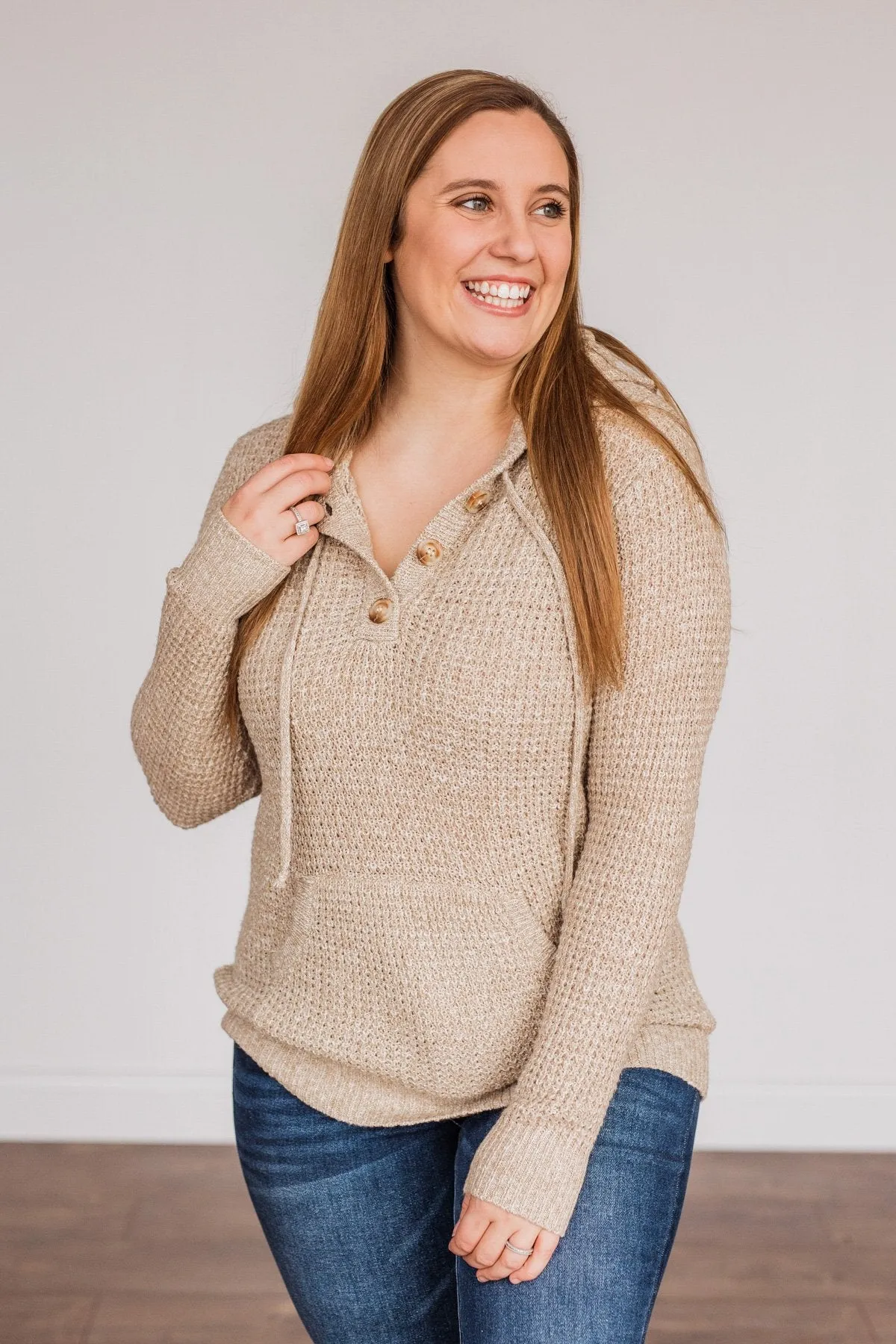 Simple Treasures Knit Hoodie- Oatmeal