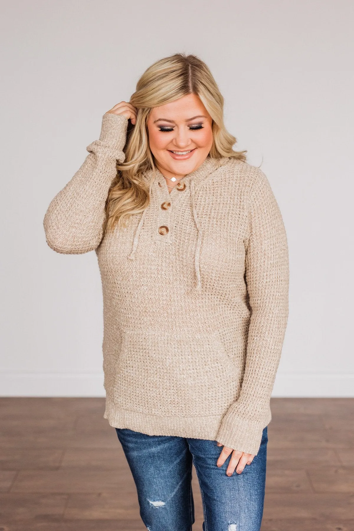 Simple Treasures Knit Hoodie- Oatmeal