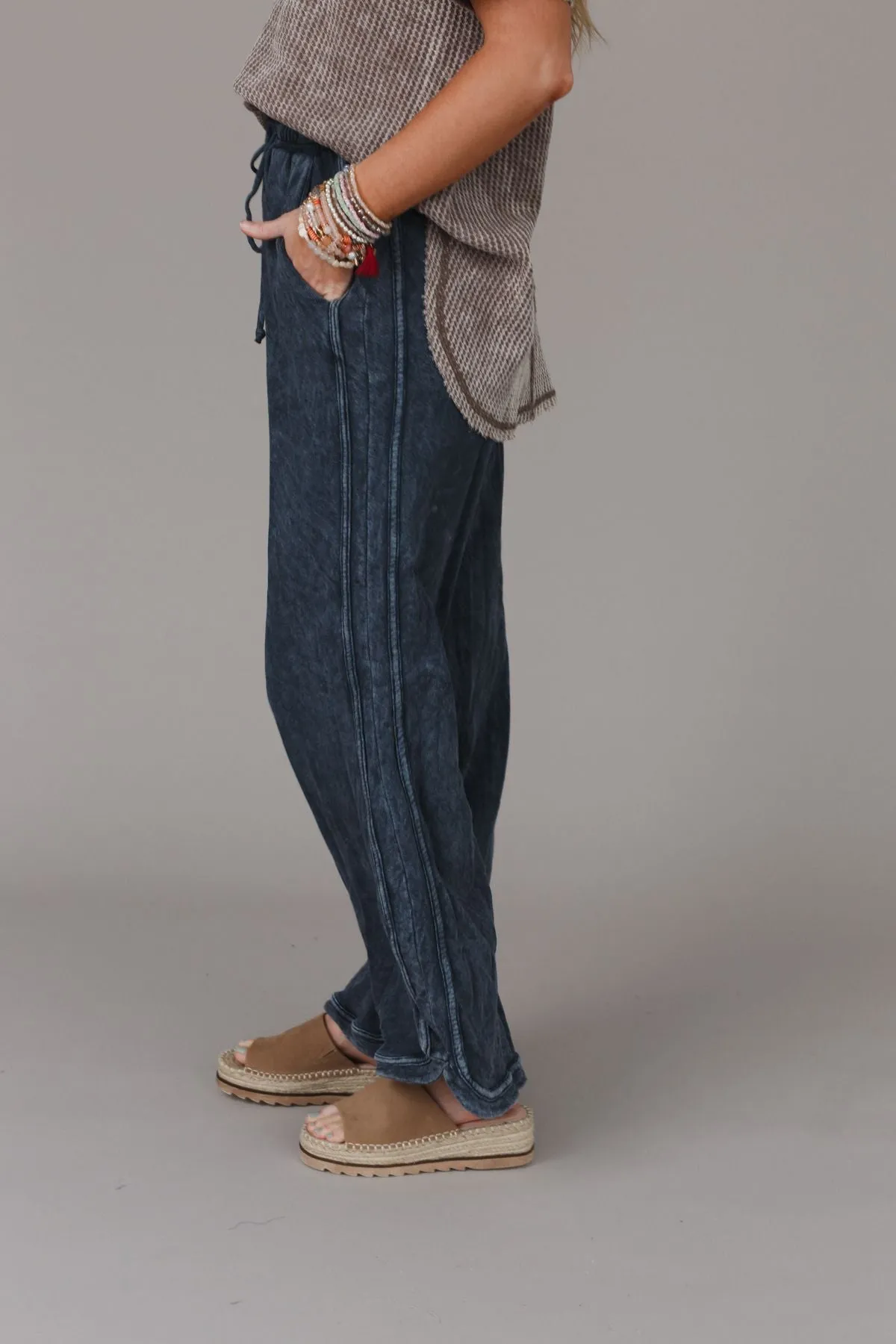 So Comfy Wide Leg Pant Full Length - Navy