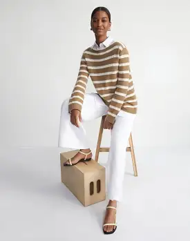 STRIPE SEQUINED COTTON & CASHMERE SWEATER