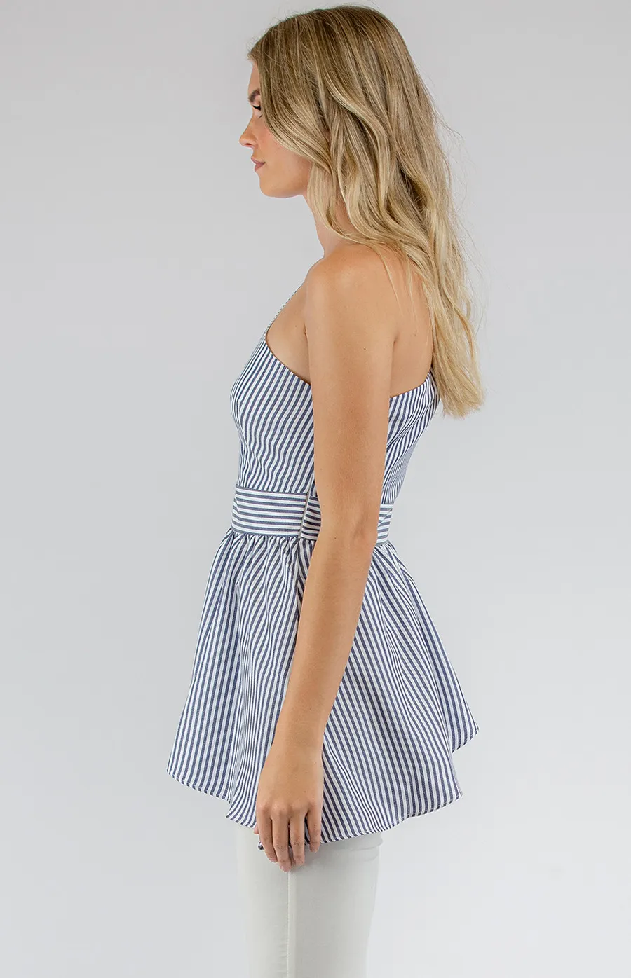 Striped One Shoulder Top with Asymmetric Hem (STO416A)