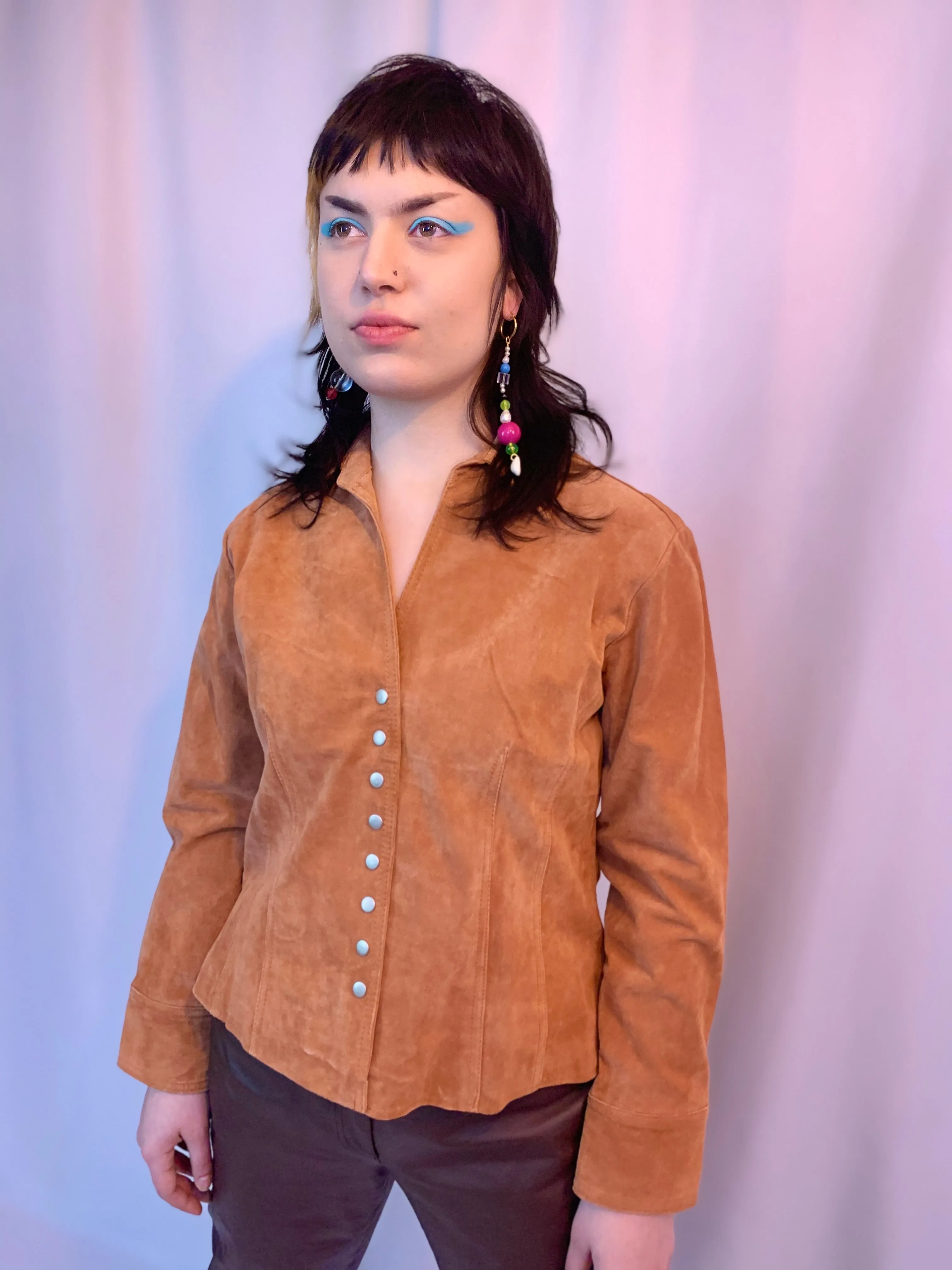 Suede clay shirt jacket