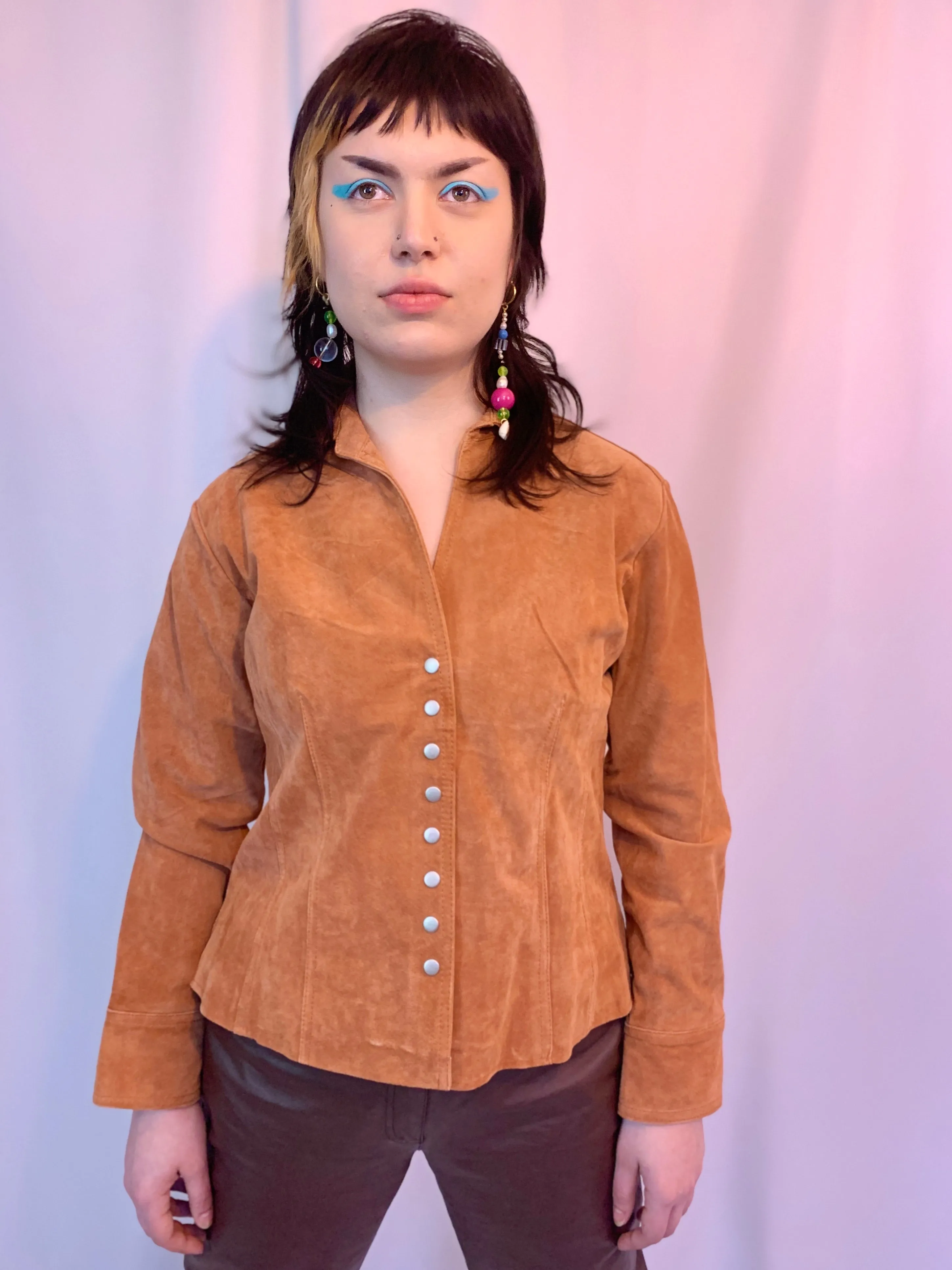 Suede clay shirt jacket