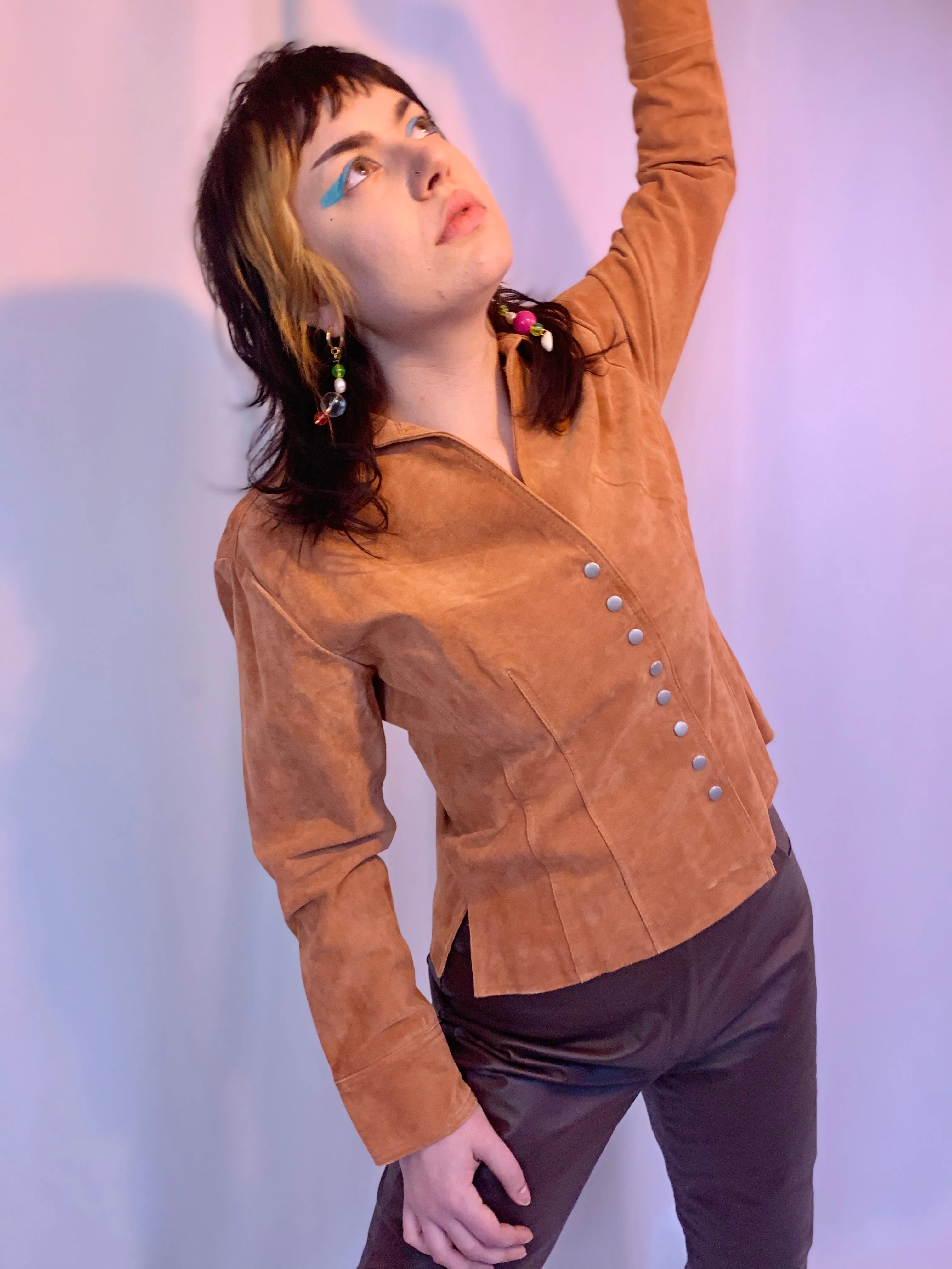 Suede clay shirt jacket