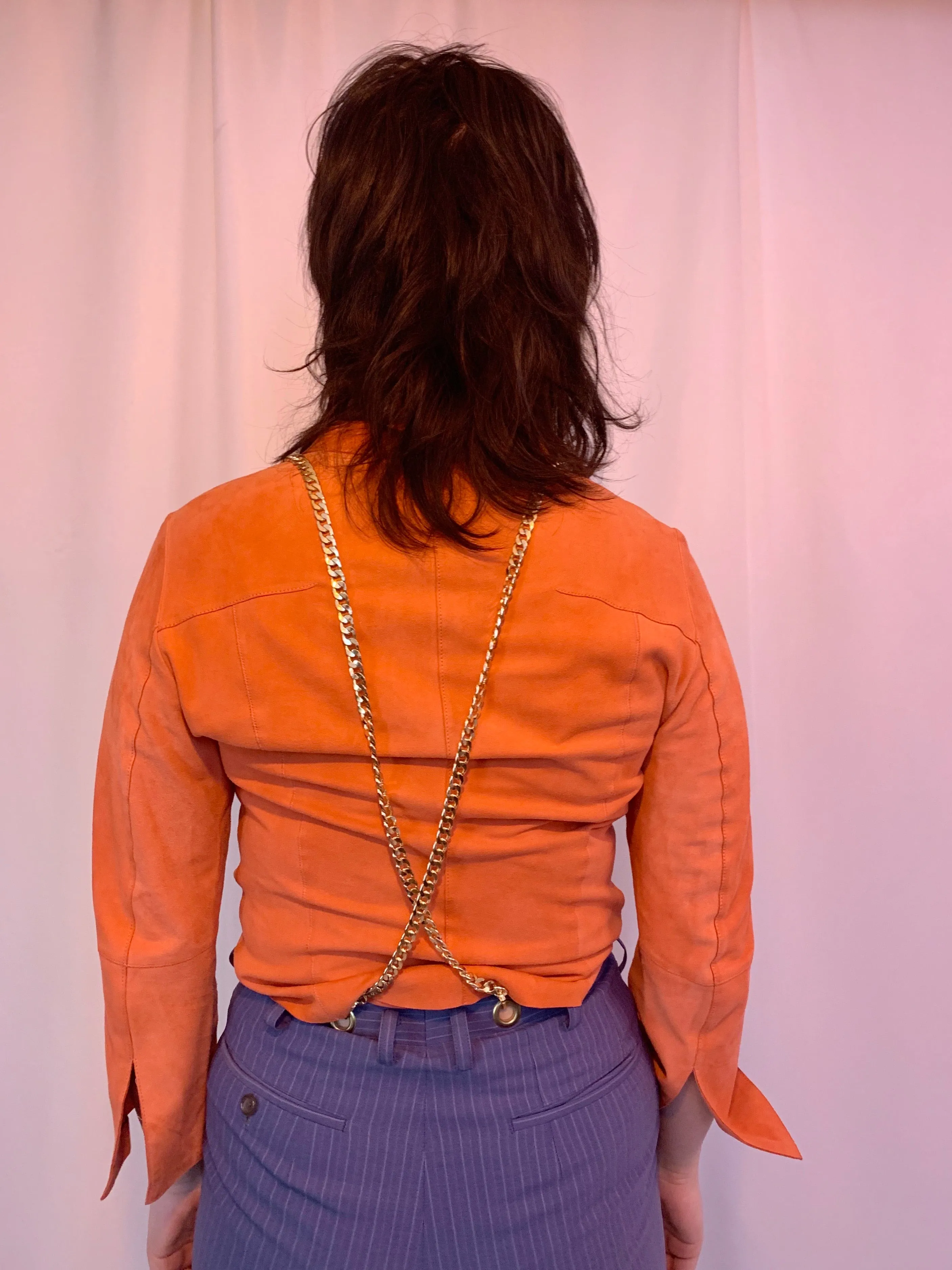 Suede peach shirt jacket