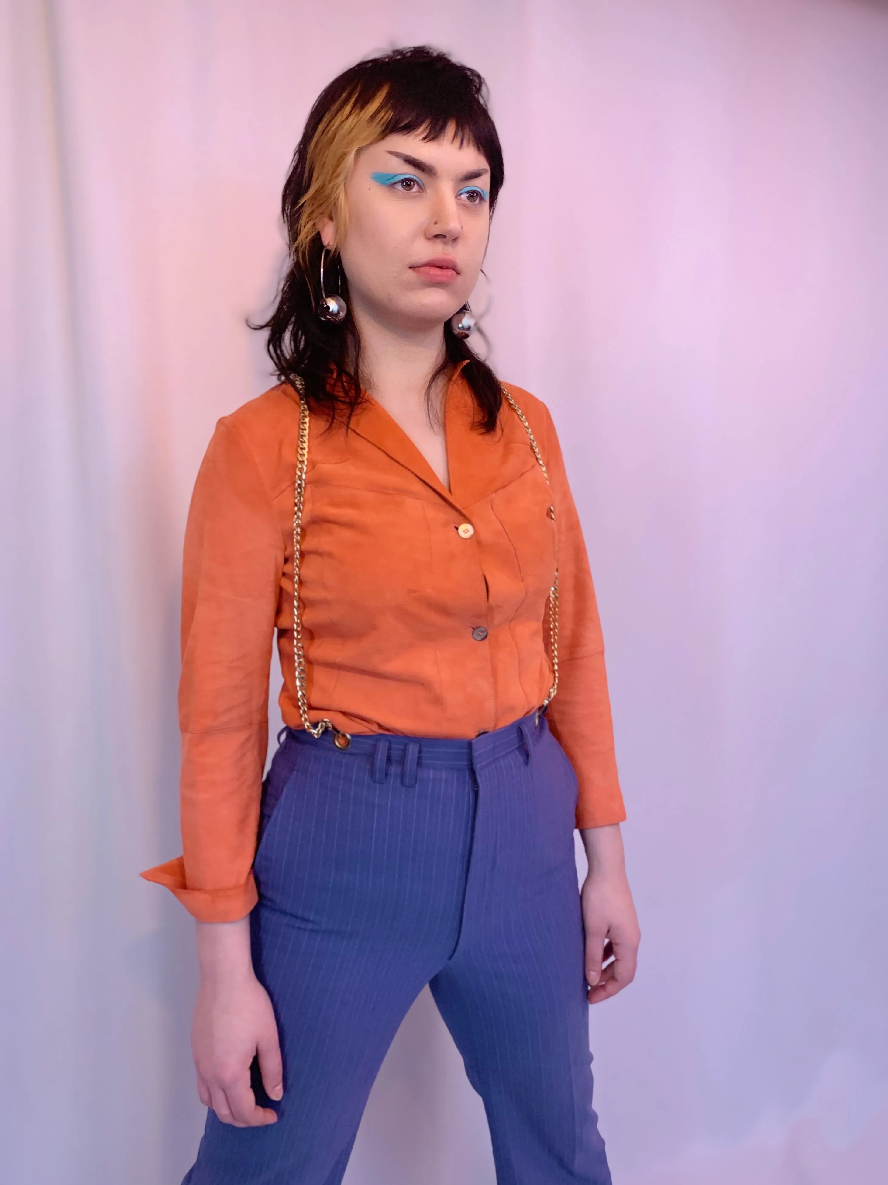 Suede peach shirt jacket